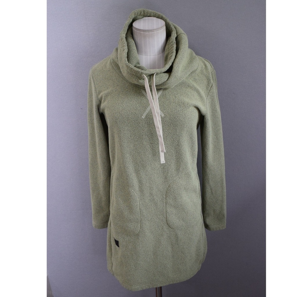 DESO Velma Dress Cowl Neck Tunic Sweatshirt Small Green Fleece Pullover